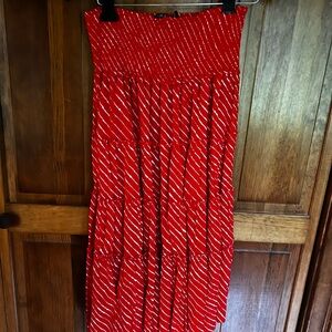 Lauren orange and white long lined skirt